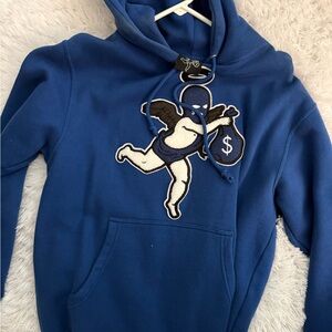 Blue Hoodie with Angel Graphic